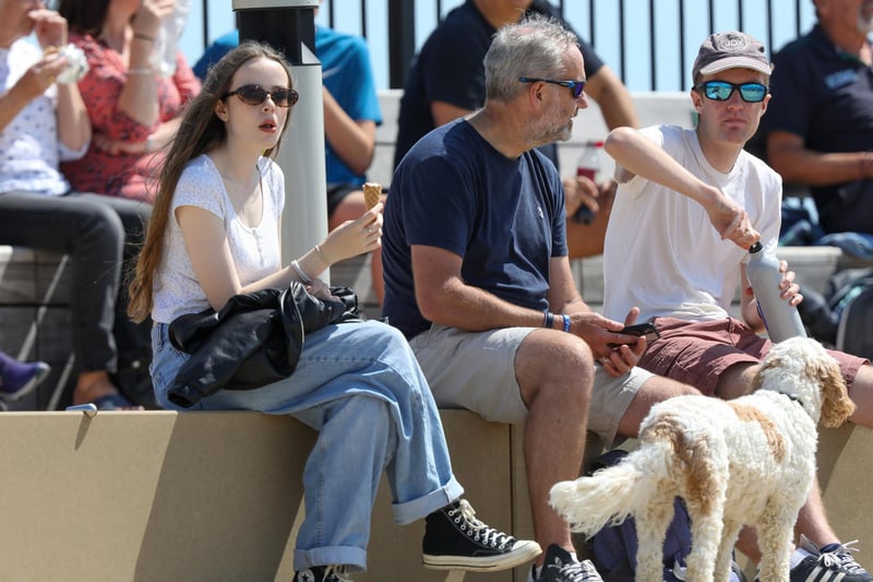 Crowds made the most of the sunny weather to catch a glimpse of the yachts returning to Portsmouth.Picture: Chris Moorhouse (270724-40)