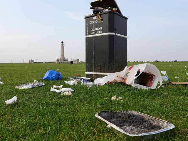 Disposable barbecues not only can litter the area, but can prove dangerous when the ground is dry
Picture: Morten Watkins/Solent News & Photo Agency