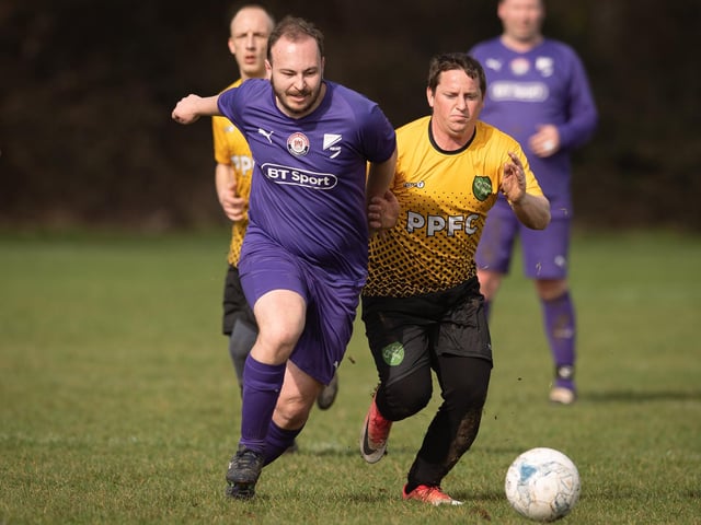 Action from AFC Tamworth's 7-2 victory over Gosham Rangers in Division Two of the City of Portsmouth Sunday League. Picture: Keith Woodland (120321-232)