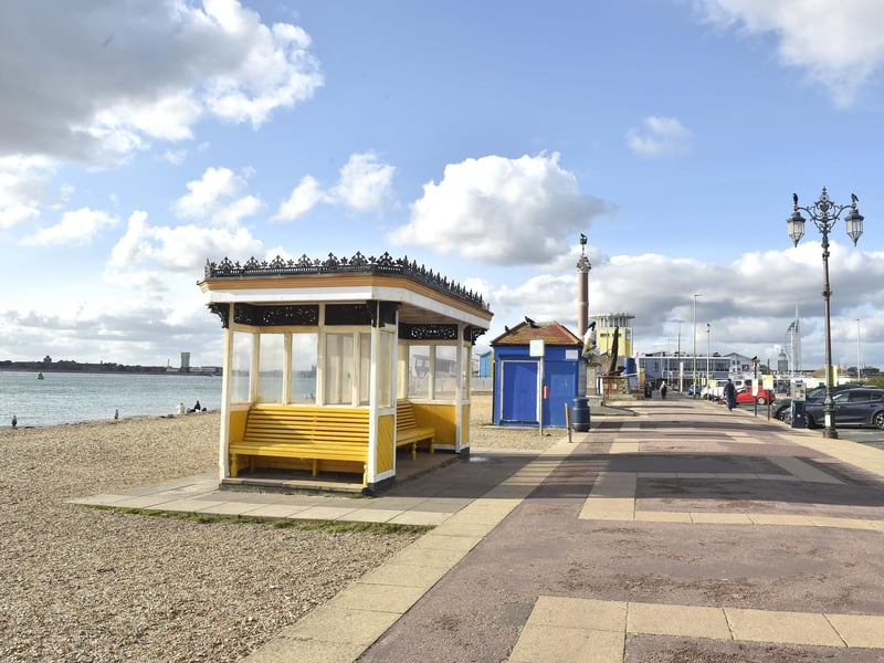 Southsea seafront pictured in October 2024 before the coastal scheme work started. The iconic yellow shelters have been refurbished and moved into a new position on the promenade.
Picture: Sarah Standing (101024-3200)
