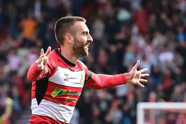 Former Pompey midfielder Ben Close celebrates scoring in Doncaster's 2-1 win over Gillingham at the weekend. Picture: Howard Roe/AHPIX LTD