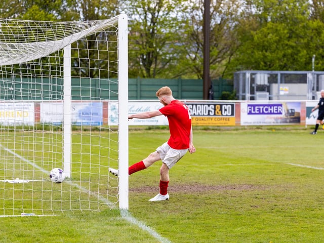 Gosport Town score the simplest of goals in their 4-0 victory over Lee Rangers in the Portsmouth & District FA Trophy final at Cams Alders. Picture: Alex Shute
