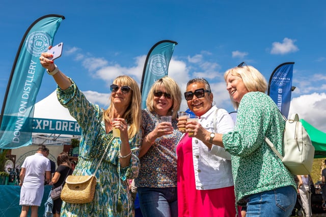 Pam from Farlington grabs a selfie with her friends visiting from Bognor. Pictured: Pam Ide-Thomas, Sally Thring, Karen King and Debbie Gibbens. Picture: Mike Cooter (210522)