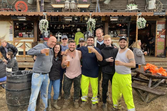 TJ Waste workers markiing the end of their weekend at Wickham Festival 2021. Pictured is David Vincent, Kelly Henry, John Smith, Dabiel Coghlan, Alex Lyons, Tarik Oxgen, Gary Parr, Ben Powell and AJ Wright. 