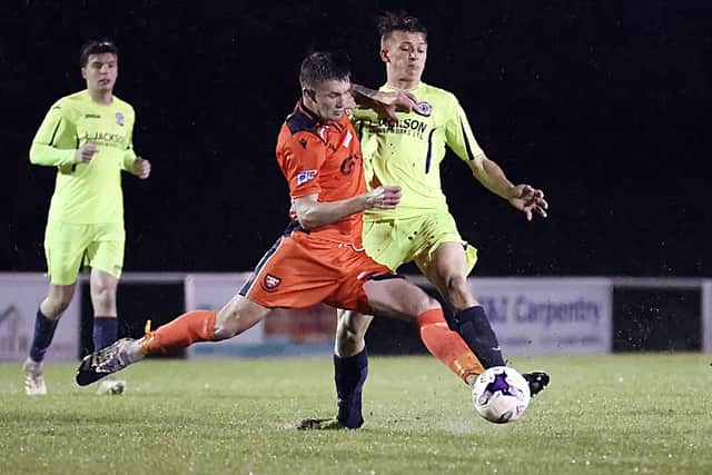 AFC Portchester (orange) v Horndean.
Picture: Barry Zee
