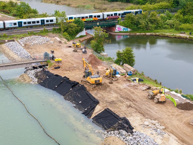 Work is ongoing to create 1.9km of sea defences from the Portsbridge roundabout at Hilsea to the east across the top of Foxes Forest. Picture: Marcin Jedrysiak
