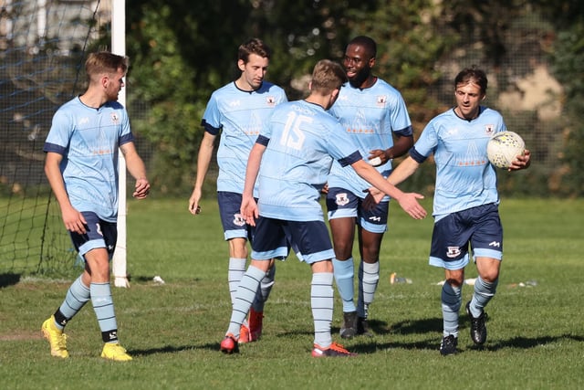 Portchester Rovers celebrate another goal. Picture by Kevin Shipp