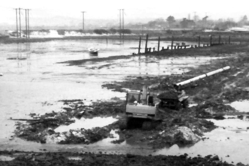 Laying water pipes under the mud. In 1988, Solent Excavations Ltd laid a water pipes under the mud of Langstone Harbour for Portsmouth Water.