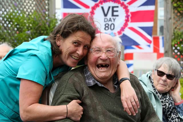 Residents at Parker Meadows celebrating VE Day.