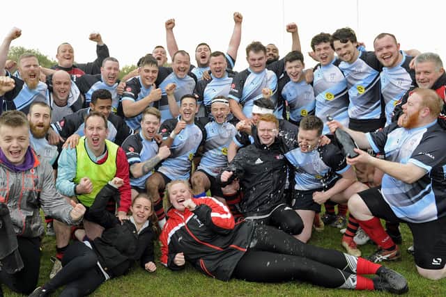 Fareham Heathens celebrate winning the Hampshire Plate final against Alton at Cams Alders in 2018/19. They are still the holders due to the pandemic. Picture: Ian Hargreaves