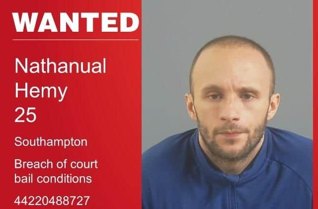 Nathanual Hemy is wanted. Pic Hants police
