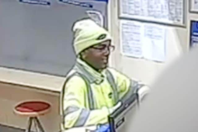 CCTV shown to a murder trial jury at Portsmouth Crown Court shows Mark Brandford at Betfred in Arundel Street when he gets a call from police about Kayleigh Dunning who had been reported missing on December 17
