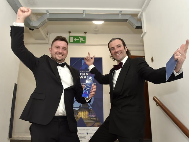 (l-r) Harry Beardsley and Jordan Boon from Portasauna, winners of the Start-up Business of the Year award.  Picture: Sarah Standing (270325-1241)