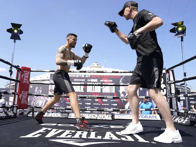 Mikey McKinson with co-trainer Miles Harding in Bournemouth.
RESTRICTIONS: Use subject to restrictions. Editorial use only, no commercial use without prior consent from rights holder.