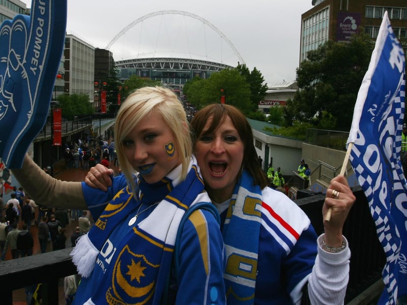 Pompey fans prior to the 2008 FA Cup final against Cardiff at Wembley in May 2008. Photo by Clive Mason/Getty Images