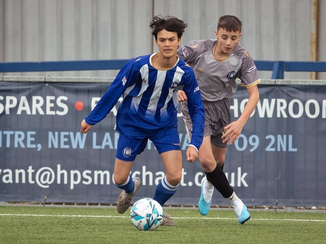 Action from the U15 Campbell McFaull Invitation Cup final between Hayling St Andrews Blue and Hayling St Andrew White. Picture: Keith Woodland (260221-180)