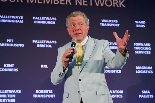 Comedian Jon Culshaw at the Palletways awards where Ferryspeed was a winner.