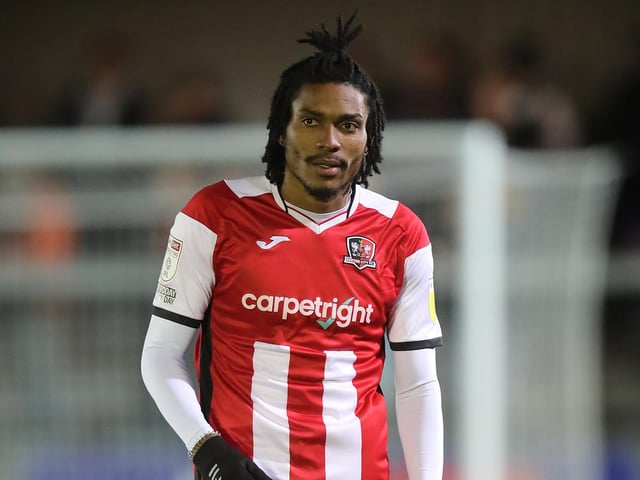 Club: Exeter; Age: 27; Appearances: 39; Goals: 7; Assists: 12; WhoScored rating: 7.21