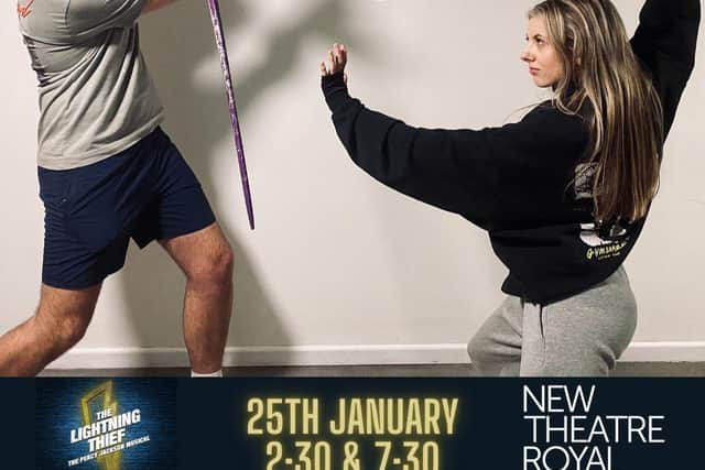 Students Toby Mason and Maddie Lambley play the roles of Percy Jackson and Annabeth in the production