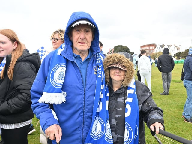 Pompey F.C football fans have been flocking to Southsea Common for the League One celebrations which have been organised by Portsmouth City Council. Pictured: The HolpkinsPicture Credit: Keith Woodland