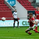 Tom Naylor goes for goal at Ashton Gate. Picture: Graham Hunt