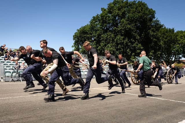 HMS Collingwood field gun crew gave a demonstration run for sponsors, executive, Collingwood personnel and other crews present.