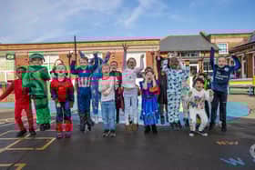 Children & staff from Meon Infant and Junior School dressed up for World Book Day.  Pictured - Pupils dressed up for World Book Day  Photos by Alex Shute