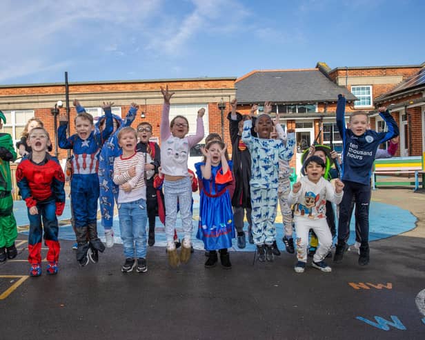 Children & staff from Meon Infant and Junior School dressed up for World Book Day.  Pictured - Pupils dressed up for World Book Day  Photos by Alex Shute