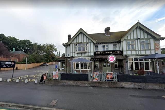 The Red Lion pub and car park where a man was stabbed last night. Photo: Google.
