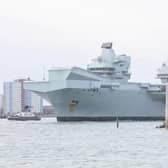 A News archive photo shows HMS Queen Elizabeth passing the Hot Walls in Old Portsmouth - a sight that residents won't have for a while as the Royal Navy flagship completes exercises of the USA coastline before deploying to the Mediterranean Sea.