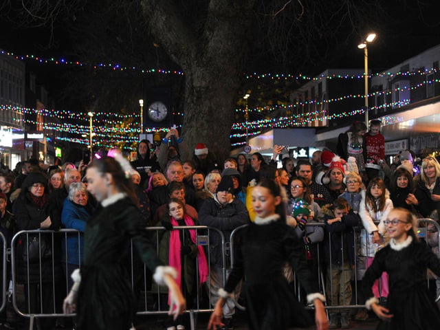 The Christmas lights were turned on in Portchester on Friday, November 29, 2024.  Picture: Sarah Standing (291124-9724)