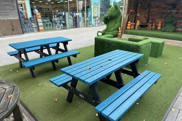 Whiteley has unveiled two new picnic benches made entirely from recycled plastic.