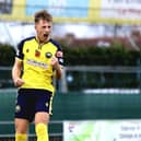 Mason Walsh celebrates after netting for Gosport against Merthyr. Picture: Tom Phillips