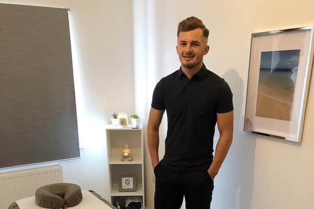 Brandon Coleman, from Waterlooville who is blind and has set up his own massage business. 