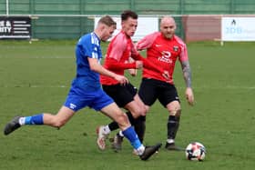 Action from Fareham's 2-1 home loss to Portland at the weekend. Picture by Ken Walker