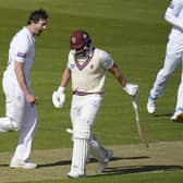 Hampshire's James Fuller took the first three Somerset wickets on day three of the Championship curtain-raiser at The Ageas Bowl. Picture: Andrew Matthews/PA Wire.