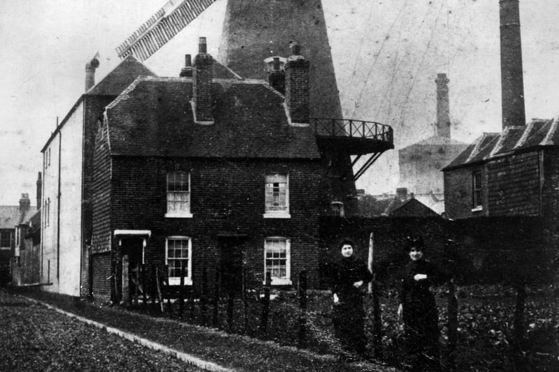 The Dock Mill, a well known landmark in Southsea for over a hundred years, built in 1816 and demolished in 1923. The News PP5668