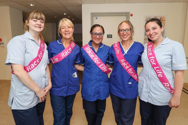 Gemma Dixon and the Oncology Research nurses at QA. Picture: Stuart Martin