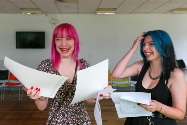 Olivia Beardsmore, left, and Sophie Barber have both got a B in Childcare and Early Years level 3. 
Picture: Chris Moorhouse (jpns 170823-02)