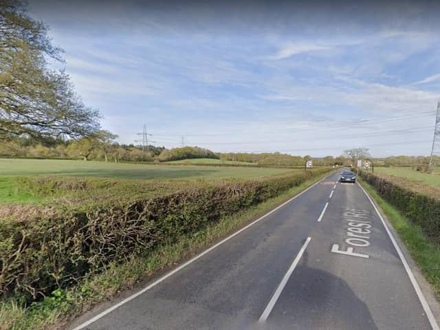 The collision happened in Forest Road, Denmead, on Saturday. Picture: Google Street View