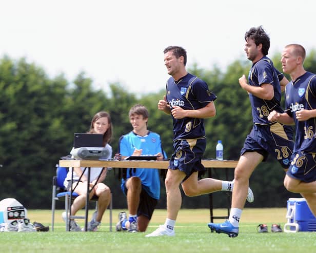 David Nugent, Marc Wilson and Matt Ritchie on the first day of pre-season in July 2010. Picture: Robin Jones