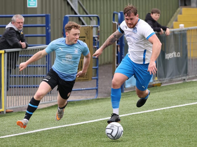 Wicor Mill (blue) v AC Copnor. Picture by Kevin Shipp