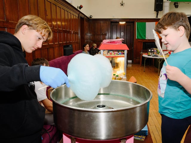 Pictured is: Logan and Damien making candy flossPicture: Keith Woodland (290921-11)