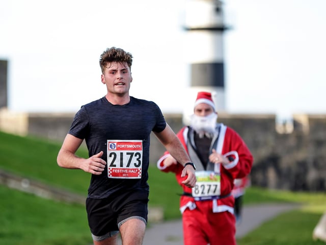 A number of runners took to the picturesque coastal route to take on the Portsmouth Coastal Waterside Marathon, Festive Half Marathon as well as the Southsea 5k and 10k Turkey Trot. Picture: Chris Moorhouse (221224-81)