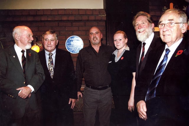 At The Red Lion in Doncaster Market Square after the unveiling of the plaque to commemorate 230 years since the birth of Freemasonry in Doncaster in 2010 were left to right: Doug King (Master Mason at St Georges Lodge), Mike Brearley (Master of St Georges Lodge), Chris Kitchen (Wetherspoons Shift Manager), Kayleigh O'Brian (Wetherspoon Duty manager), Tony Brailsford (Assistant Provincial Grand Master) and Peter Brindley (Lodge Liaison Officer).