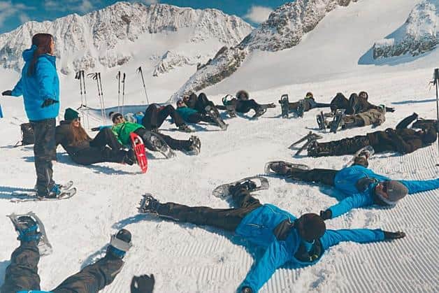 The candidates in the first episode of The Apprentice took guests on an excursion to a glacier in the Austrian Alps (Picture: BBC/FremantleMedia Ltd