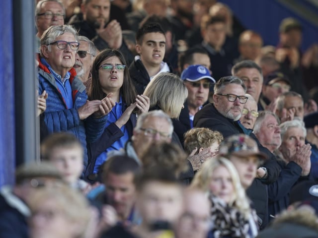 Pompey fans cheering the Blues against Accrington.