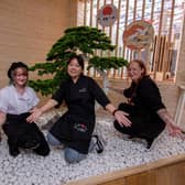 Pictured: Staff of Kumo, Manager Mao Mao with waitresses, Daisy Chapman and Natasha Hirst on Wednesday 12th July 2023.

Picture: Habibur Rahman