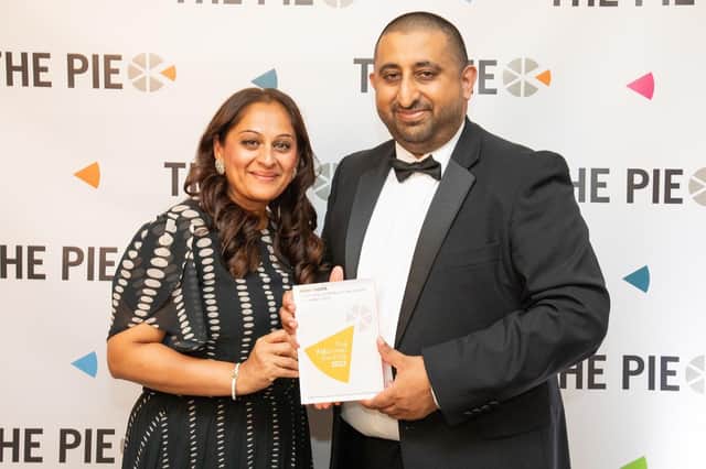 Bobby and his wife Rozina with his PIEoneer award for ‘Outstanding Contribution to the Industry 2023’