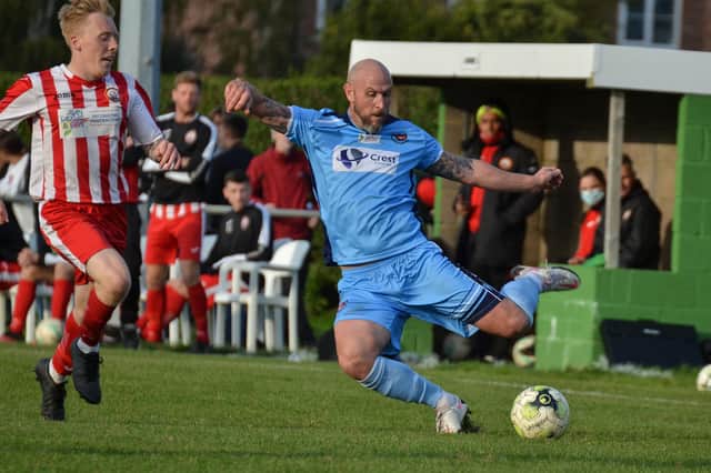 Lee Molyneaux in action for AFC Portchester at Lymington last September. Picture: Daniel Haswell.